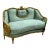 French Louis XVI Grand Sofa With Green Velvet Upholstery, Hand-Gilded Gold Leaf Frame & Hand-Painted Floral Medallion For Sale