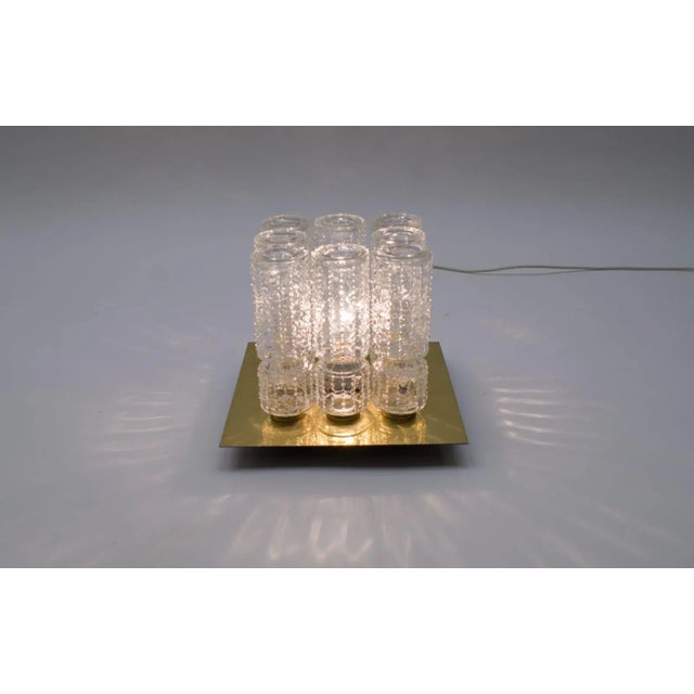 Structured Glass and Brass Flush Mounts from Limburg, 1960s, Set of 2 For Sale - Image 4 of 14