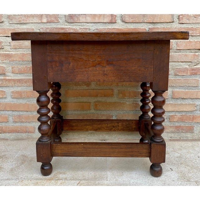 20th Century Spanish Nightstand Carved Drawer and Iron Hardware, 1890s For Sale - Image 9 of 18
