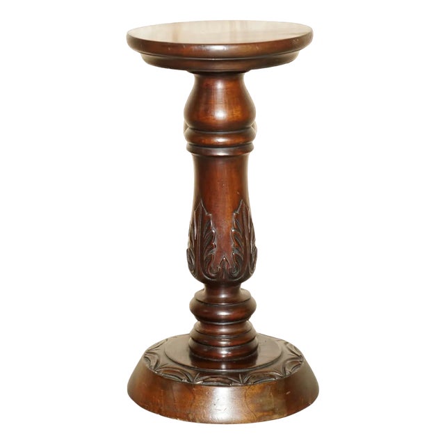 Antique Hand Carved Corinthian Pillar Jardiniere Stand For Sale