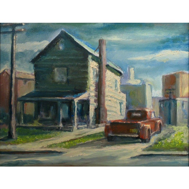 Impressionist John Schweikhard Red Pick Up C. 1970 Painting For Sale - Image 3 of 6