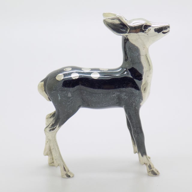 1980s Vintage Italian Handmade Genuine Sterling Silver 925 Saturno Brand Deer Figurine Sculpture For Sale - Image 5 of 10