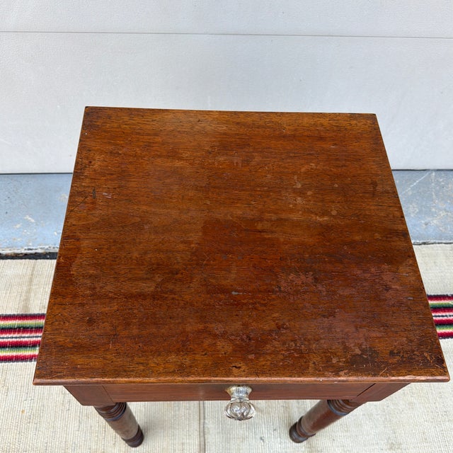 Brown Antique Walnut Sheraton One Drawer Stand, Lebanon County, Pennsylvania, Circa 1830s For Sale - Image 8 of 12