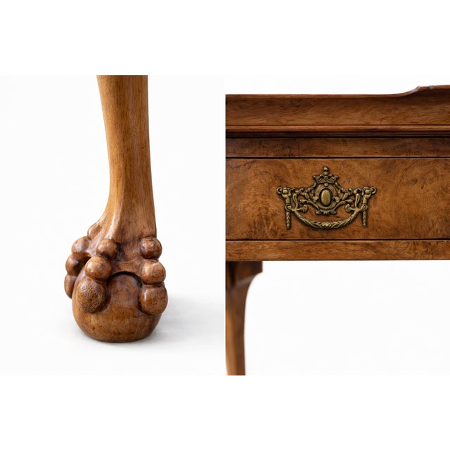 Vintage Queen Anne Style Walnut Side Table with Drawer, 1920s For Sale - Image 6 of 7