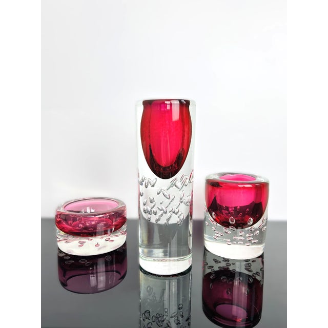 Model 7425 Art Glass Vase and Jardiniere Set by Jaroslav Svoboda for Škrdlovice, Czechoslovakia, 1974, Set of 3 For Sale - Image 4 of 15