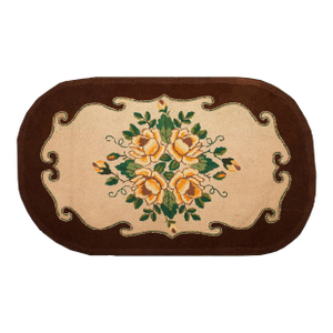 1930s White Floral Folk Art Antique American Hooked Rug 4' 5" X 7' 9" Hand Knotted Wool Carpet