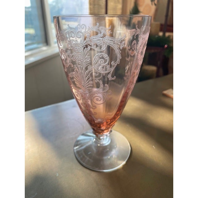 Fostoria 1920s Fostoria Versailles Pink Footed Tumblers- Set of 12 For Sale - Image 4 of 5