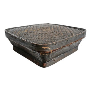 Vintage Akha Thai Organic Modern Square Basket For Sale
