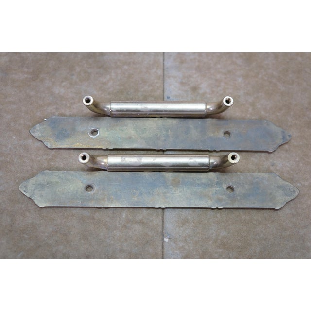 Brass 2 Vintage Brass Neoclassical Ribbon & Reed Door Pulls W Backplate 7.5" For Sale - Image 8 of 10