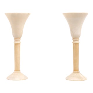 Classical Greek Alabaster Table Lamps, Spain, 1970s, Set of 2 For Sale
