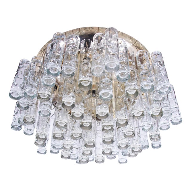 Large Murano Glass and Brass Lava Flush Mount Chandelier from Doria Leuchten, Germany, 1960s For Sale