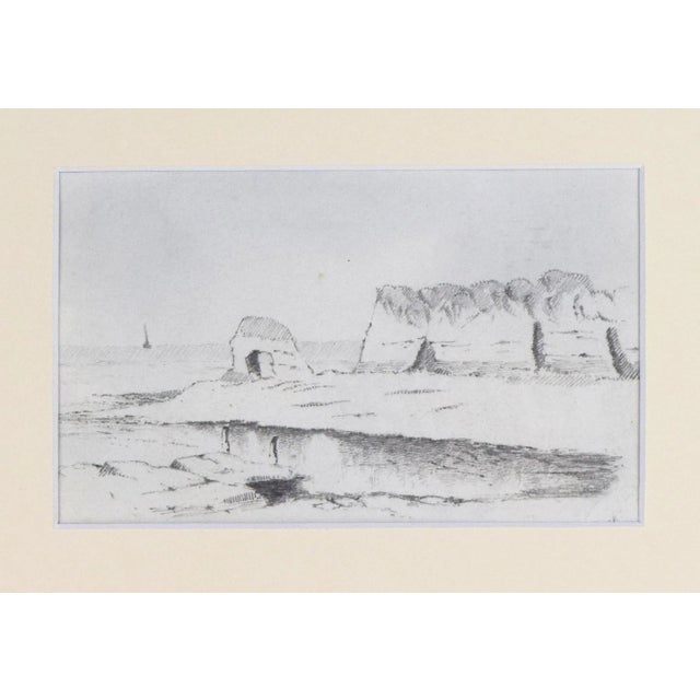 Realism Antique English Seascape / Coastal Landscape Graphite Drawing C. 1900 For Sale - Image 3 of 8