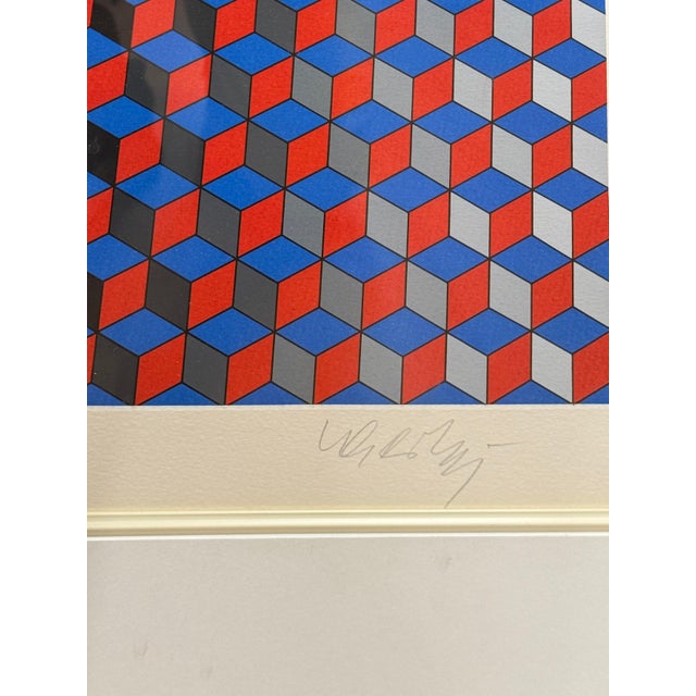 Black Victor Vasarely Silkscreen Nebulus Signed Beautifully Framed Circa 1980 For Sale - Image 8 of 13