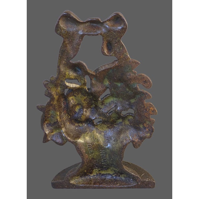 Antique 1920s Cast Iron Flower Basket Doorstop Marked & Numbered For Sale - Image 6 of 8
