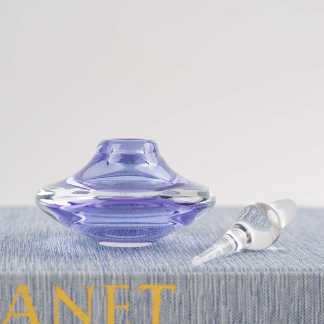Vintage Light Purple Glass Perfume Bottle With Clear Stopper For Sale - Image 10 of 12