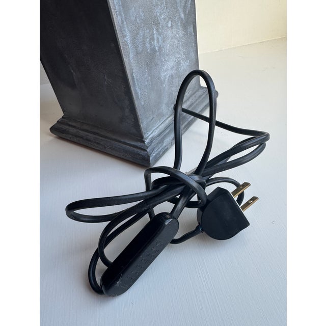 Mid 20th Century Pair of Imposing Vintage French Zinc Column Lamps For Sale - Image 11 of 13