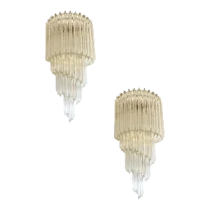 Set of Two Venetian "Quadriedro" Twist Murano Glass Wall Sconces