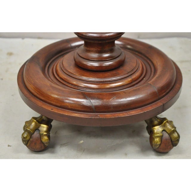 Antique Empire Victorian Walnut Barley Twist Spiral Carved Pedestal Stand For Sale - Image 11 of 12