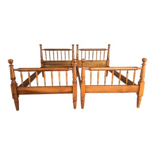Antique Pine Poster Twin Bed Frames - a Pair For Sale
