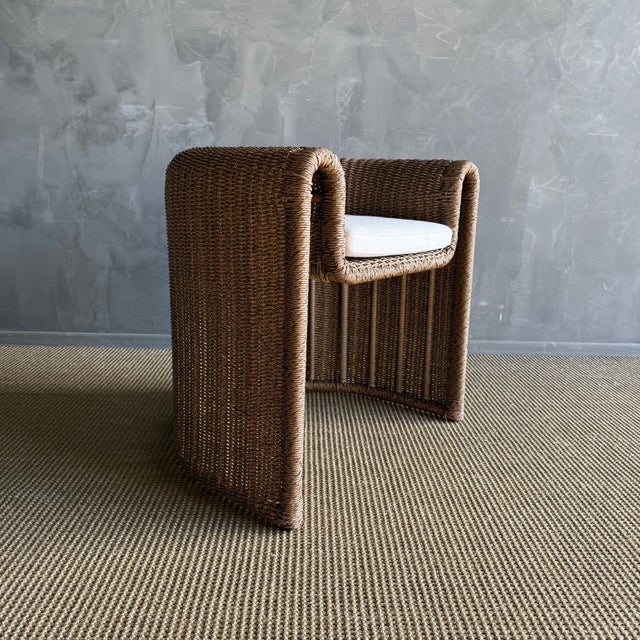 Outdoor Woven Rope Dining Chairs With Seat Cushions For Sale In Los Angeles - Image 6 of 10