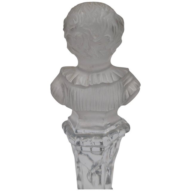 French Antique Unsigned Baccarat French Frosted Crystal Bust of Young Napoleon II on Pedestal Base For Sale - Image 3 of 10