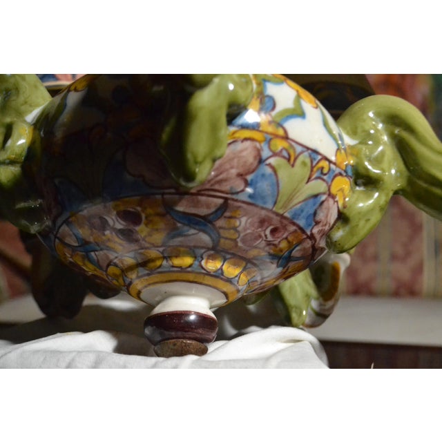 Vintage Portuguese Chandelier Fábrica Sant'Anna Ceramic Art 5 Light W/Chain For Sale - Image 12 of 15