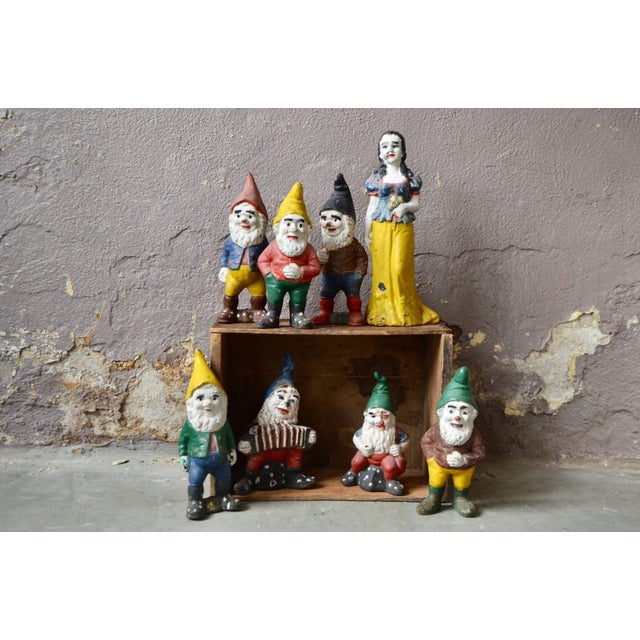 Vintage Bohemian Cast Iron Snow White and the Seven Dwarfs Garden Figurines, 1960s, Set of 8 For Sale - Image 12 of 12
