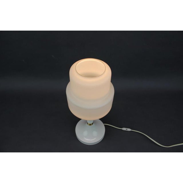 Opaline Glass and Brass Table Lamp from Drukov Brno, Former Czechoslovakia, 1970s For Sale - Image 10 of 12