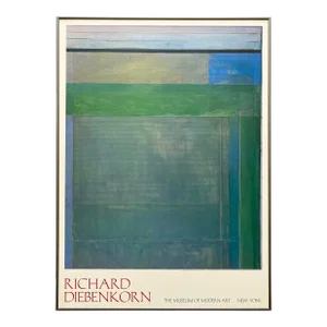Richard Diebenkorn Vintage 1989 Abstract Expressionist Lithograph Print Framed Large Museum Poster " Ocean Park 115 " 1979