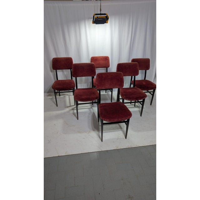 Maroon Chairs attributed to Vittorio Dassi, 1950s, Set of 6 For Sale - Image 8 of 9