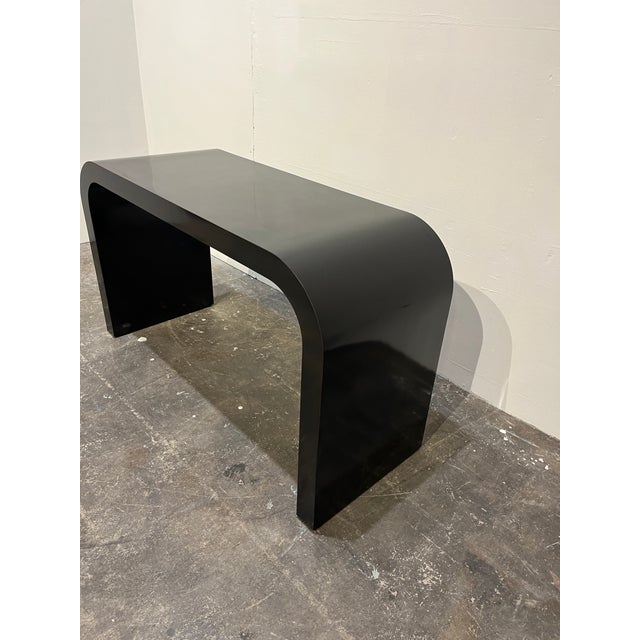 Mid-Century Modern Mid Century Black Laminate Waterfall Console For Sale - Image 3 of 5
