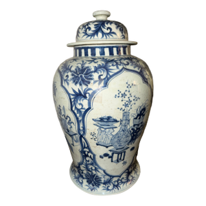 Mid 20th Century Blue and White Ceramic Jar