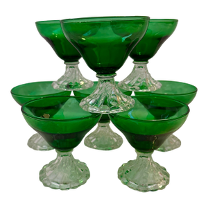 Anchor Hocking "Burple" Inspiration Green Champagn/Tall Sherbet Glasses-Set of 8