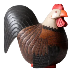Vintage Carved Wood Rooster Box