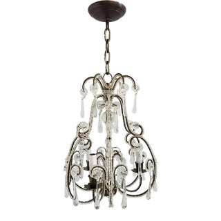 Italian Crystal Beaded Small Chandelier For Sale
