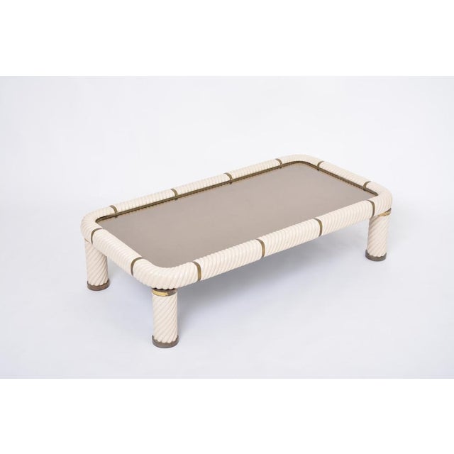 Large White Ceramic and Brass Coffee Table by Tommaso Barbi, 1970s For Sale - Image 16 of 16