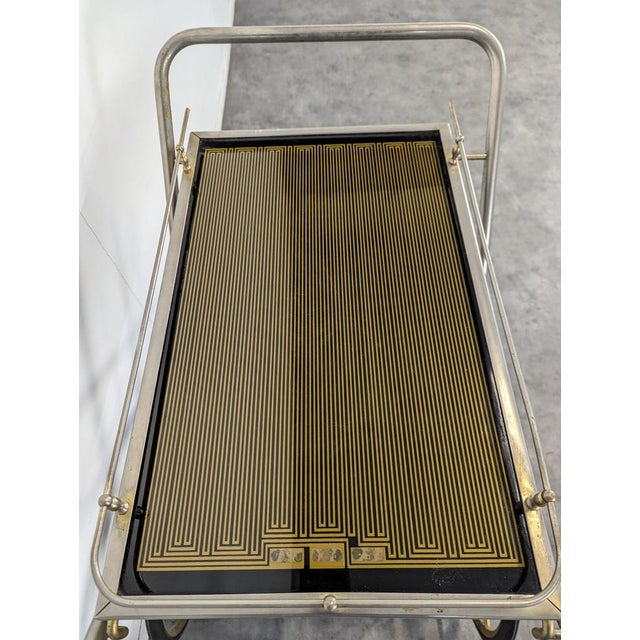 Rolling Brass Serving Cart, 1970s For Sale - Image 4 of 8