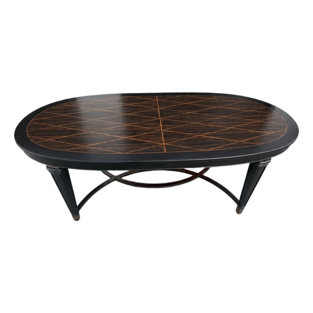 Late 20th Century Neoclassical Zebrawood Inlaid Ebonized Dining Table, Attributed to Ralph Lauren for Henredon For Sale