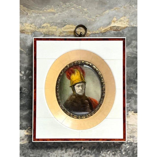 Vintage Hand-Painted Portrait Miniature For Sale - Image 11 of 17