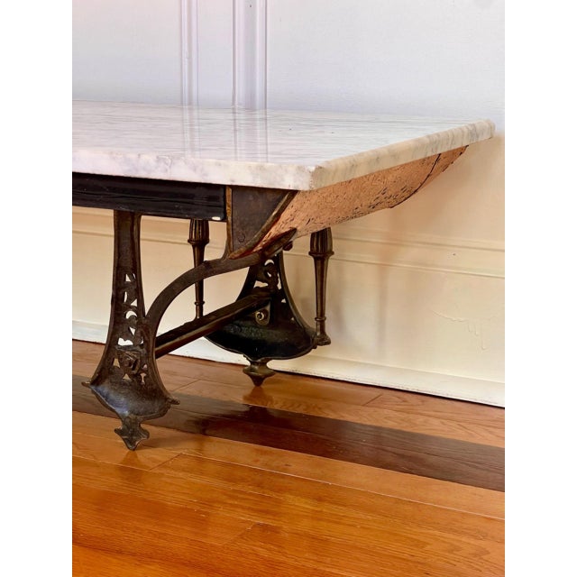 Antique French Copper Clad Server, Gilded Cast Iron Base With Marble Top, 1800s For Sale - Image 14 of 14