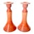 Antique Tiffin Carrara Coral Slag Glass Candlesticks, a Pair For Sale