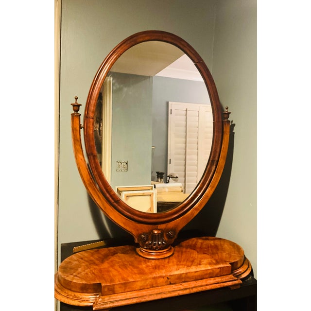 Late 19th Century Elegant Victorian Walnut Lyre-Form Dressing Mirror, Adjustable Tabletop Vanity, Circa 1870 For Sale - Image 5 of 11