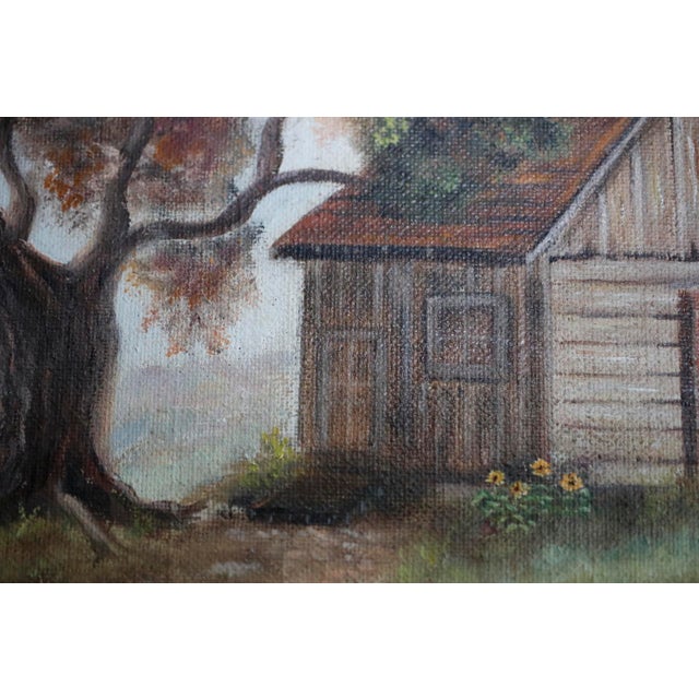 Green 1970s Bucolic Country Cottage Oil Painting by Einstein in Multi-Layer Gilt Frame For Sale - Image 8 of 16