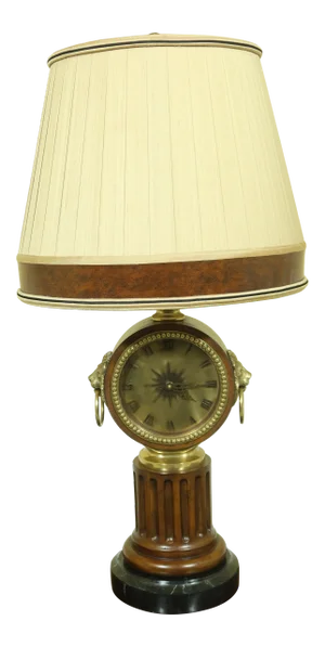 Maitland Smith Clock Face Lamp W. Shade & Marble Base