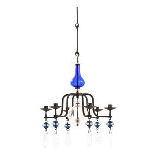 Candelabra in Glass and Wrought Iron by Erik Höglund for Boda Glasbruk, 1970s For Sale