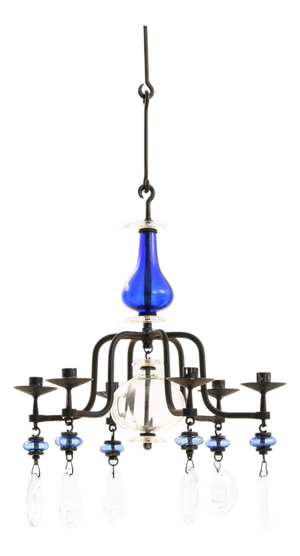 Candelabra in Glass and Wrought Iron by Erik Höglund for Boda Glasbruk, 1970s