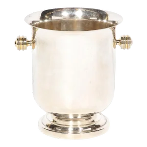 Art Deco Machine Age Silver Plate Ice Bucket With Milled Handles
