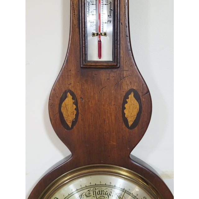 Vintage 20th C English Style Conch Shell Carved Barometer For Sale - Image 4 of 12