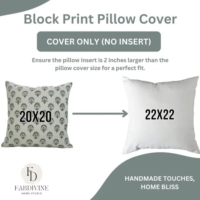 Floral Print Water Replicant Cushion Cover 22x22 Inch Cotton Linen- Inderjeet For Sale - Image 6 of 6