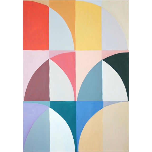 2026, Modern Bauhaus Painting, Sonoma Superbloom, Abstract Geometric Landscape Triptych in Vivid Tones, Original Painting by Natalia Roman For Sale - Image 4 of 11